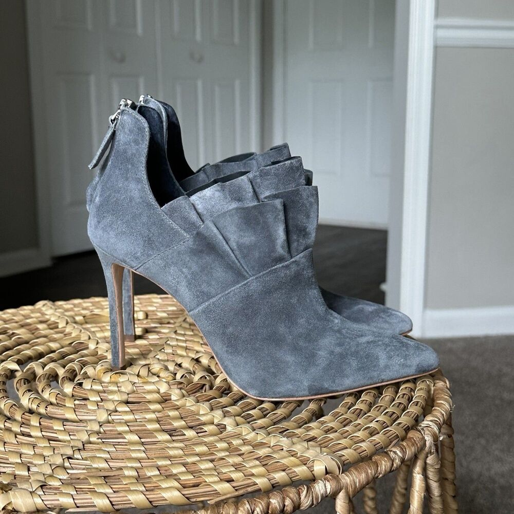 Pour La Victoire Ceara Stiletto Suede Ankle Boot Light Grey Blue Womens US 7.5 - Picture 4 of 12